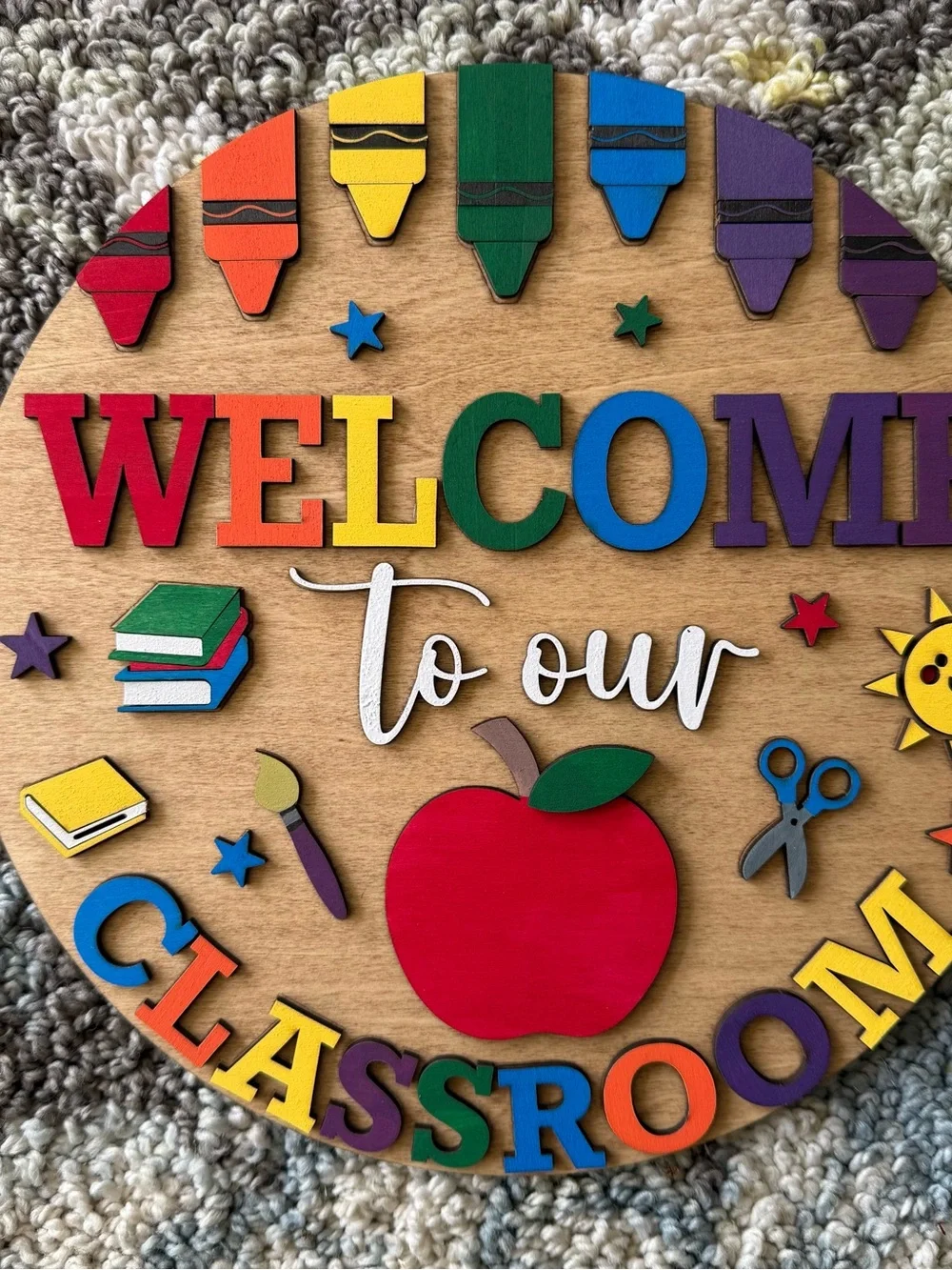Welcome to Our Classroom Multicolor Wood Wall Sign